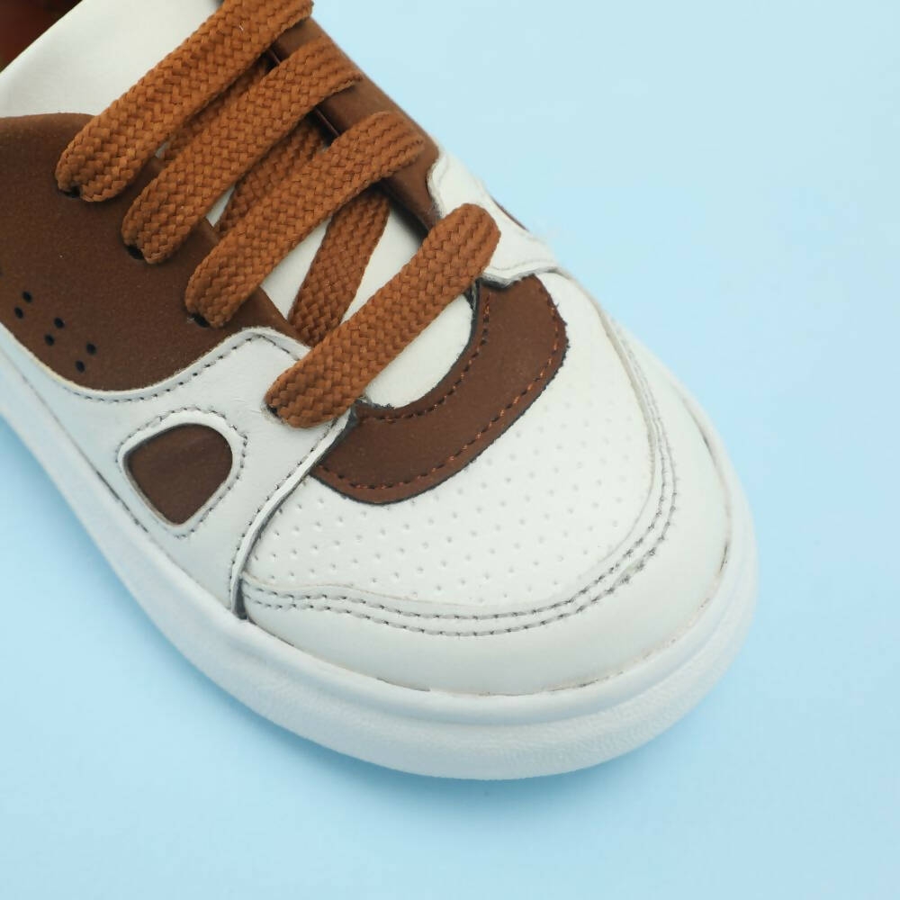 Tiny Bugs Boys Lace Up Casual Shoes - White & Brown - Distacart