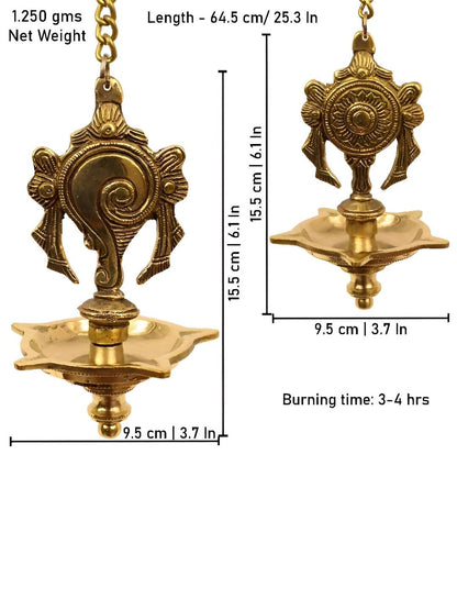 Spillbox Gold-Toned 2 Pieces Brass Shangu Chakra Diyas Wall Hanging Pooja Essentials - Distacart