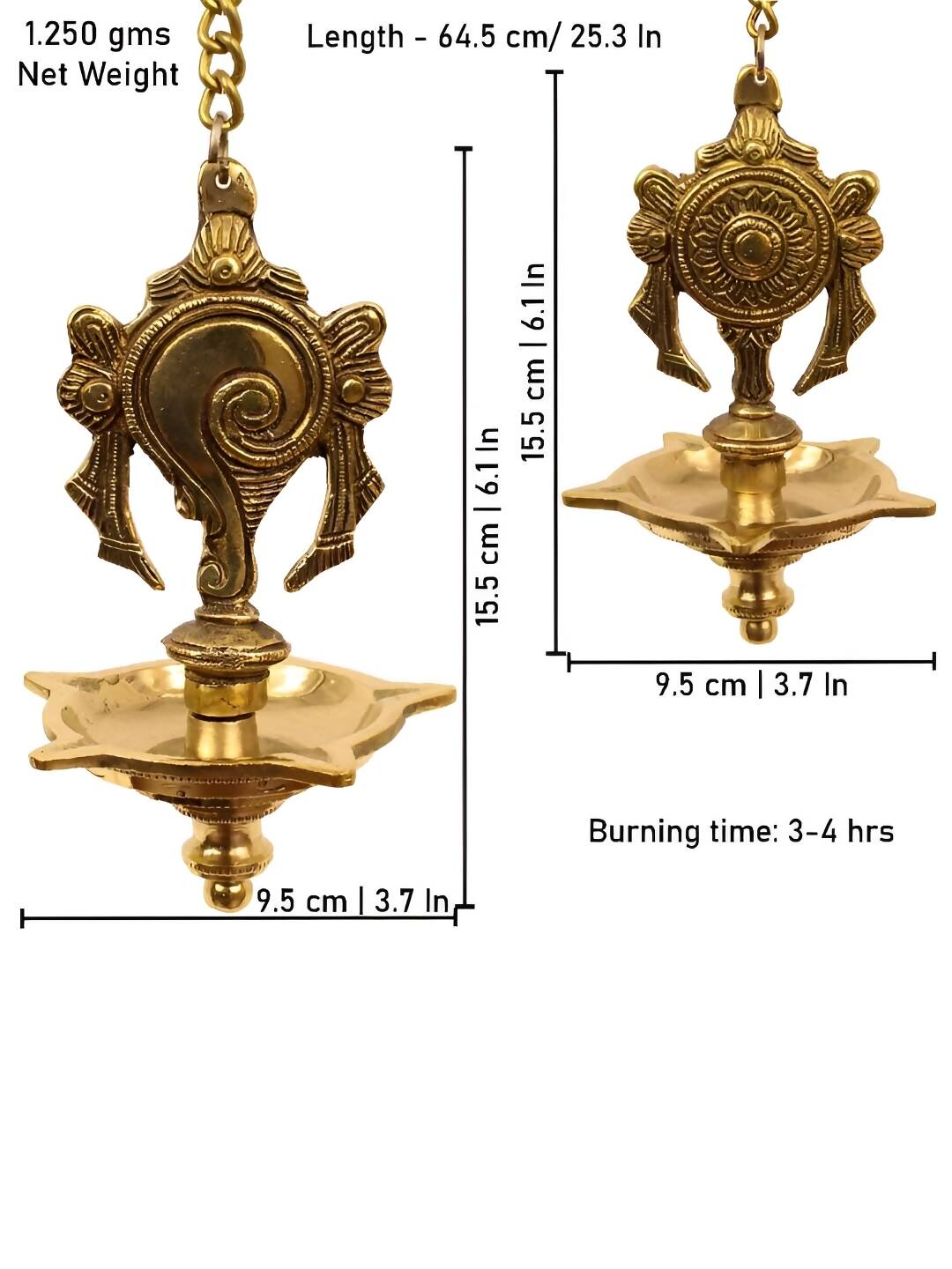 Spillbox Gold-Toned 2 Pieces Brass Shangu Chakra Diyas Wall Hanging Pooja Essentials - Distacart