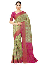 Thumbnail for Mimosa Women's Patola Style Art Silk Green Saree - Distacart