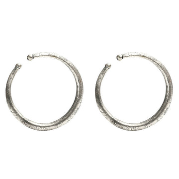 Mominos Fashion Kamal Johar Oxidised Silver Floral Pressing Style Anklets
