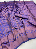 Thumbnail for DEIANA'S Beautiful Golden Jari with New Design Soft Lichi Silk Saree - Blue - Distacart