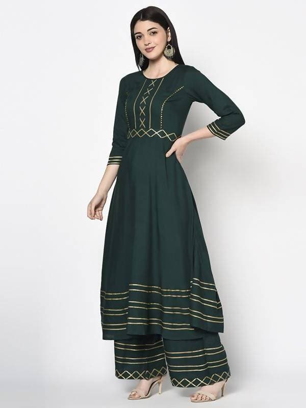 Aniyah Rayon Bottle Green Color Anarkali Kurta (AN-205K)