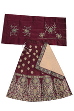 Thumbnail for Dwiden Maroon Gulab Tafetta Sattin Semi-Stitched Girl'S Lehenga Choli - Distacart