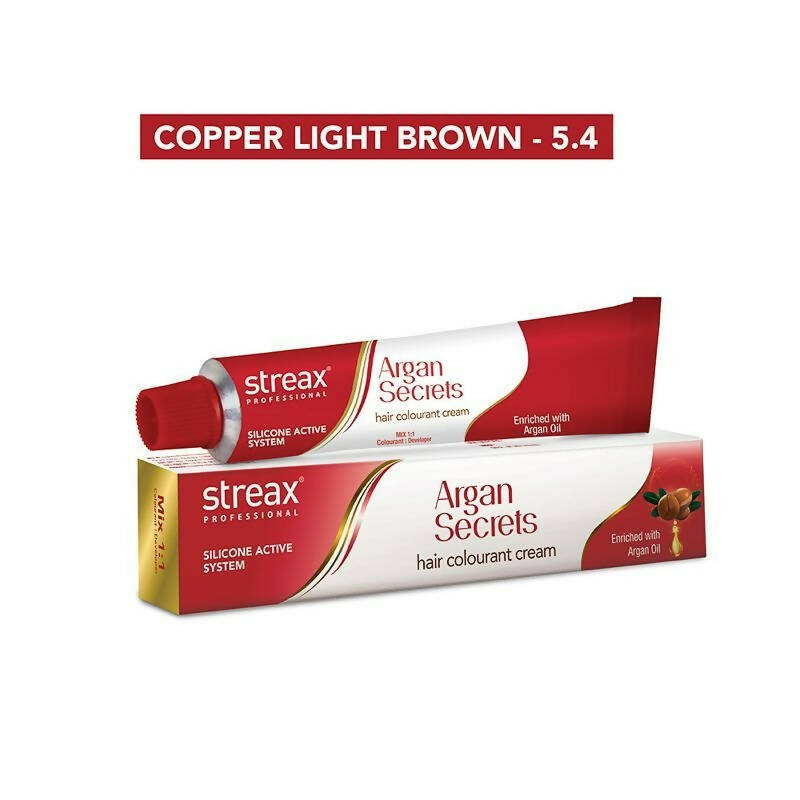 Streax Professional Argan Secrets Hair Colourant Cream - Copper Light Brown 5.4 - Distacart