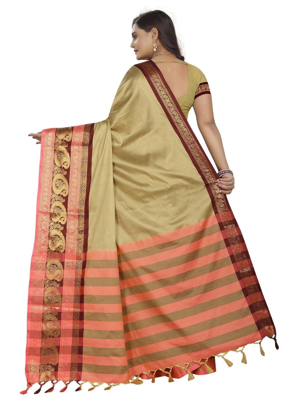 Vamika Banarasi Silk Cream Weaving Saree