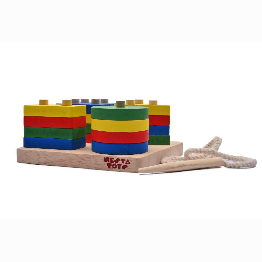 Nesta Toys Shape Sorter | Stacker | Lacing Toy - Multicolor - Distacart