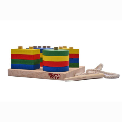 Nesta Toys Shape Sorter | Stacker | Lacing Toy - Multicolor - Distacart