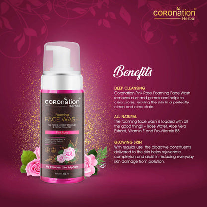 Coronation Herbal Pink Rose Foaming Face Wash - Distacart