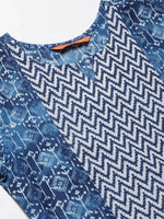 Thumbnail for Vamika Blue Cotton Printed Party/Casual Wear Kurti