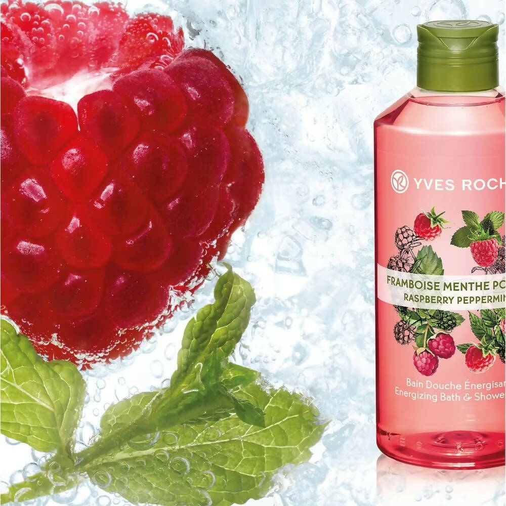 Yves Rocher Energizing Bath & Shower Gel - Raspberry Peppermint - Distacart