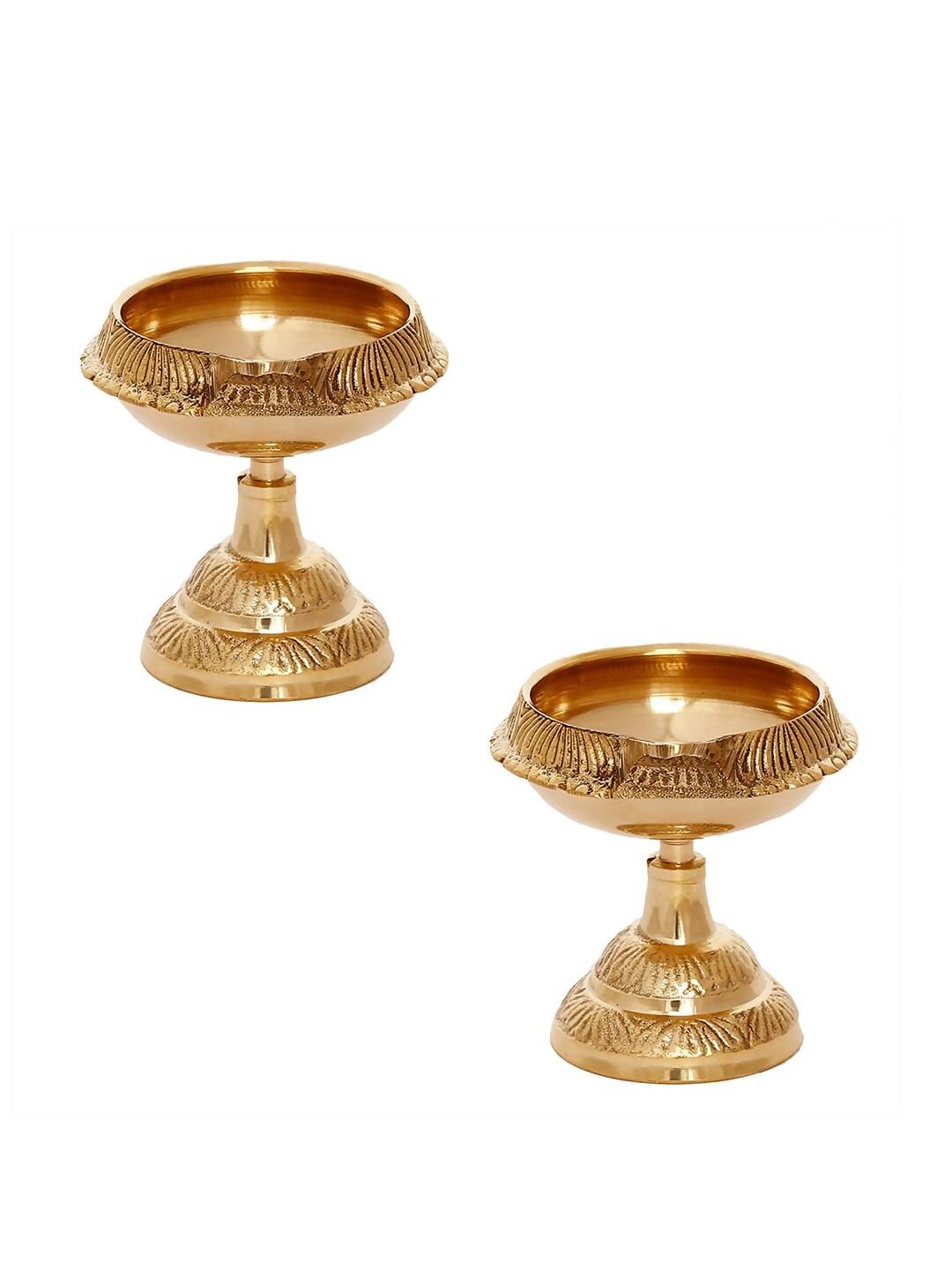 eCraftIndia Gold Toned 2 Pieces Brass Diyas - Distacart