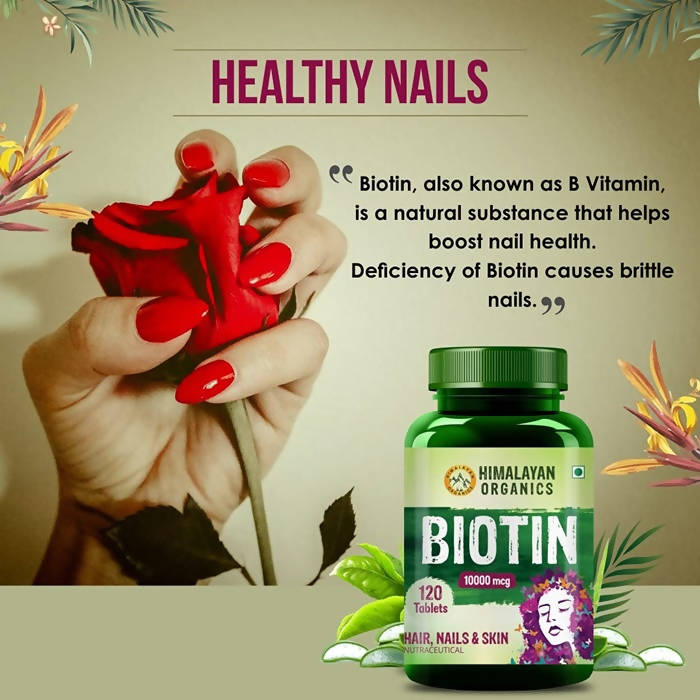 Organics Biotin 10,000 mcg For Hair, Nails & Skin Nutraceutical Tablets