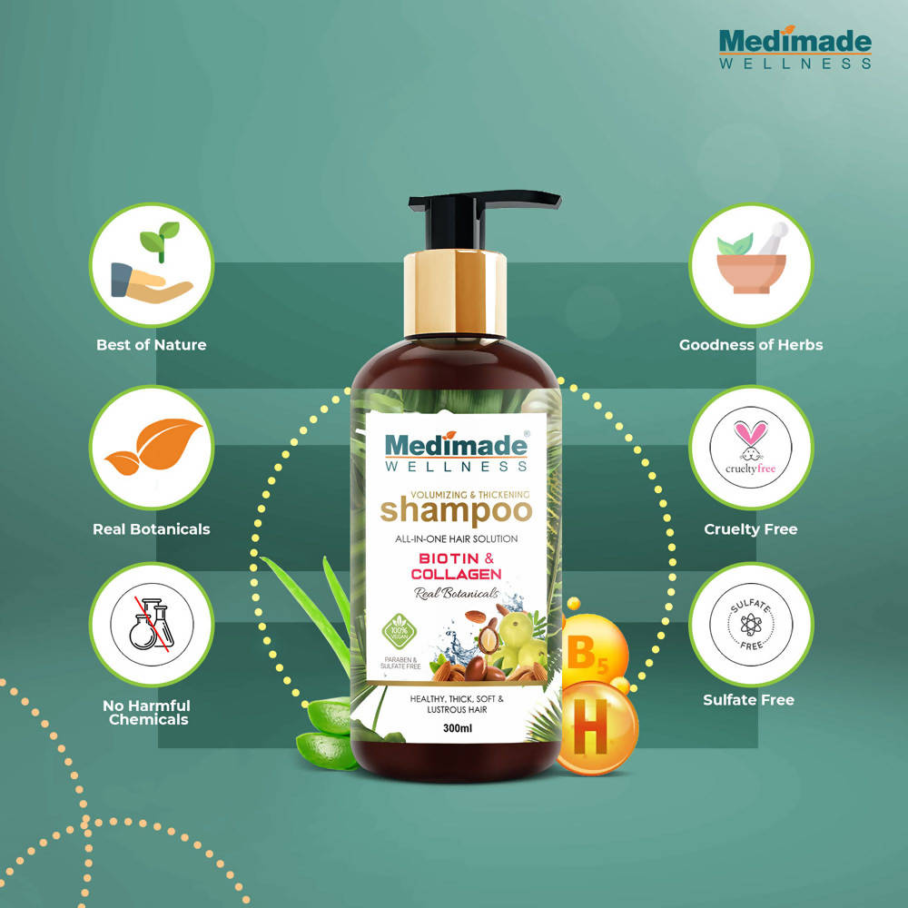 Medimade Wellness Volumizing and Thickening Shampoo with Biotin & Collagen - Distacart