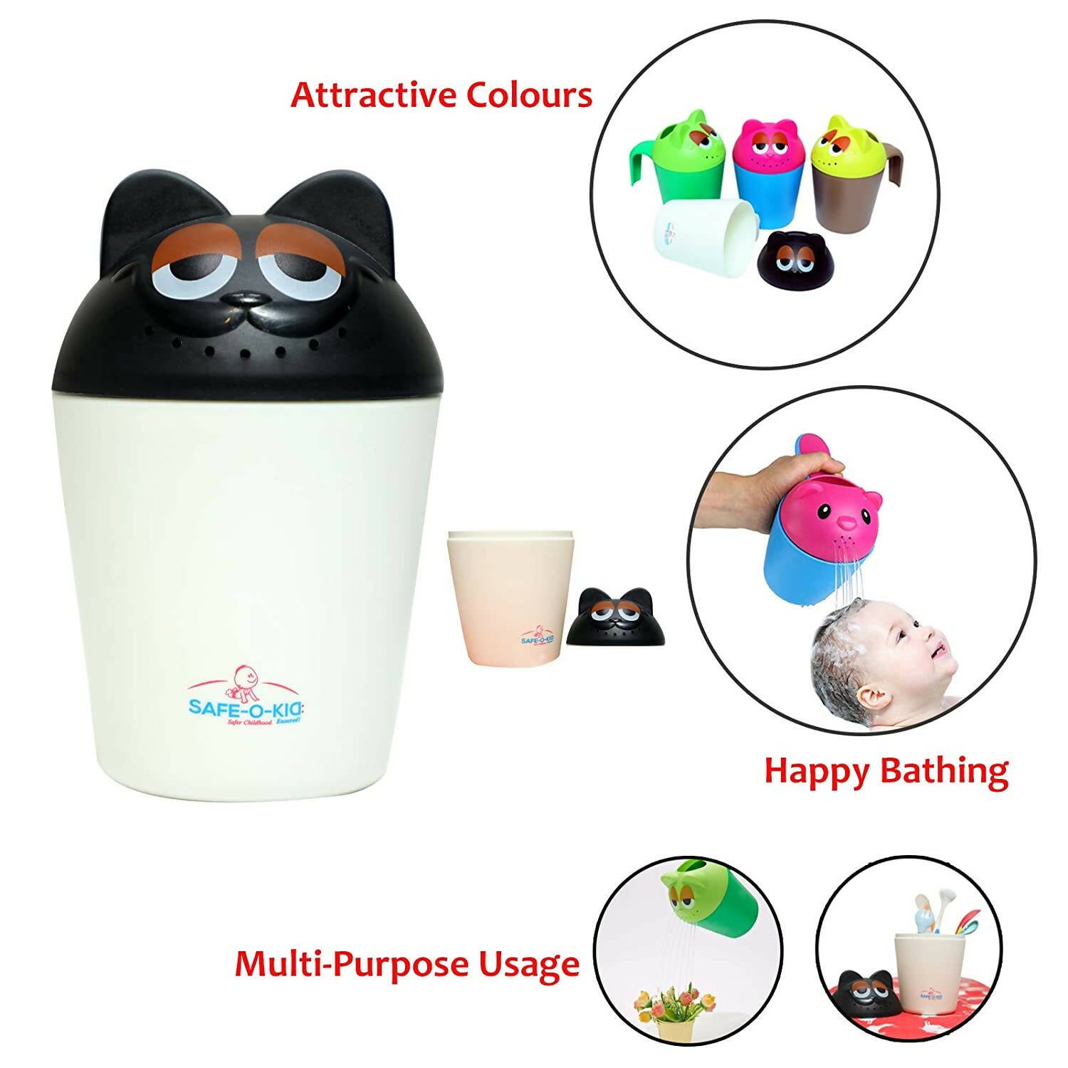 Safe-O-Kid Hair Shower Rinse & Washing Mug for kids Bathing - White - Distacart