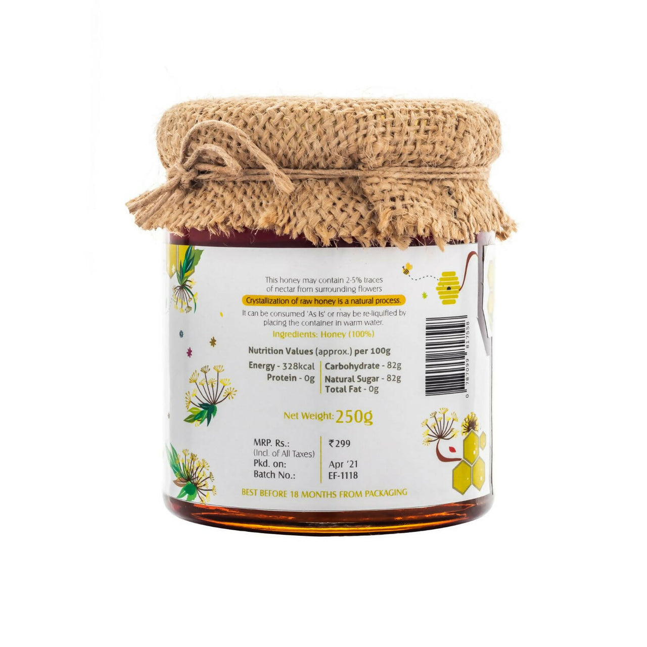 HoneyVeda Premium Raw Fennel Honey - Distacart