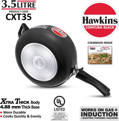 Hawkins Contura Black XT 3.5 L Induction Bottom Pressure Cooker (CXT35) - Distacart