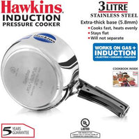 Thumbnail for Hawkins Stainless Steel 3 L Induction Bottom Pressure Cooker (HSS3W) - Distacart