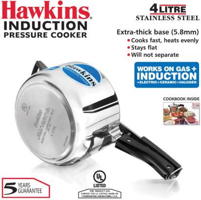 Hawkins Stainless Steel 4 L Induction Bottom Pressure Cooker (HSS40) - Distacart