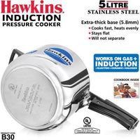 Thumbnail for Hawkins Stainless Steel 5 L Induction Compatible Pressure Cooker (HSS50) - Distacart