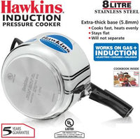 Thumbnail for Hawkins Stainless Steel 8 L Induction Bottom Pressure Cooker (HSS80) - Distacart