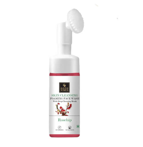 Good Vibes Rosehip Skin Clearing Foaming Face Wash With Deep Cleansing Brush