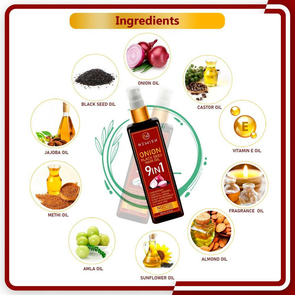 Newish Onion Black Seed Hair Oil - Distacart