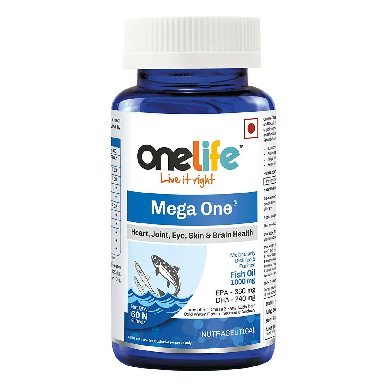Onelife Mega One Fish Oil Omega 3 Fish Oil Softgels - Distacart