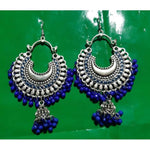 Thumbnail for Fancy Blue Pearls Chandbali Jhumka Earrings