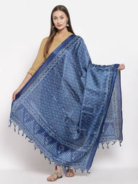 Thumbnail for Myshka Women's Blue Cotton Print Casual Dupatta