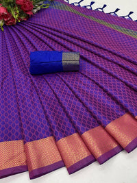 Thumbnail for Vamika Banarasi Jacquard Weaving Purple Saree