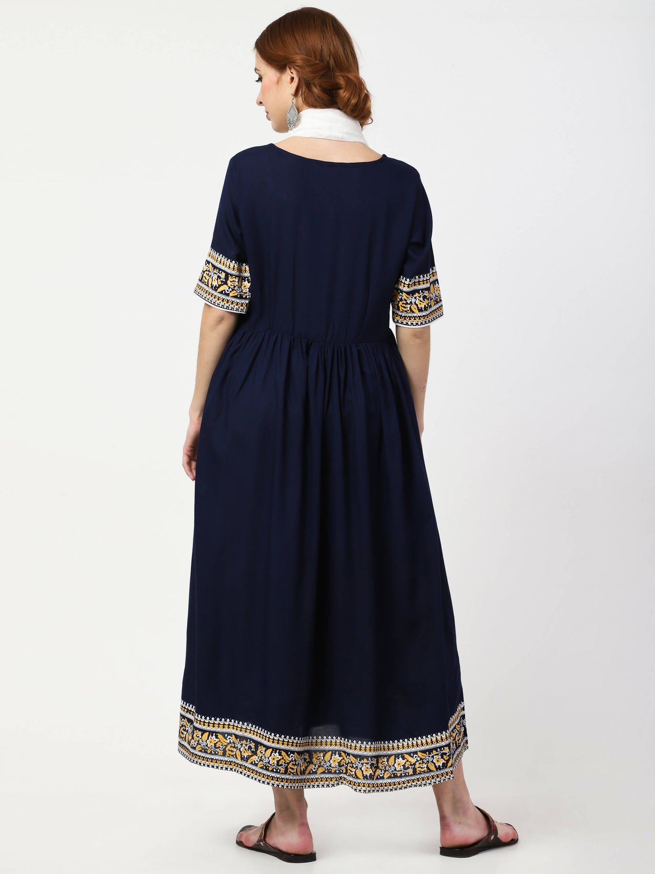 Cheera Embellished Party Wear Anarkali Dress - Navy Blue - Distacart