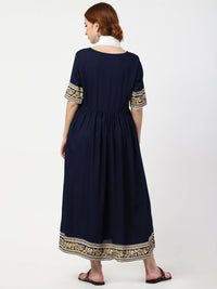Thumbnail for Cheera Embellished Party Wear Anarkali Dress - Navy Blue - Distacart