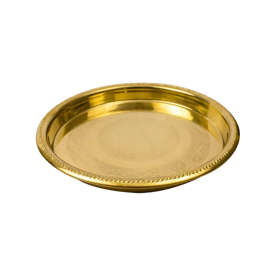 Spillbox Gold-Toned Brass Petal Thalli Round Pooja Essential - Distacart