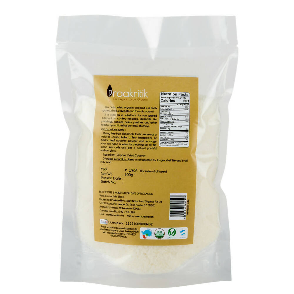Praakritik Organic Dessicated Coconut Powder - Distacart