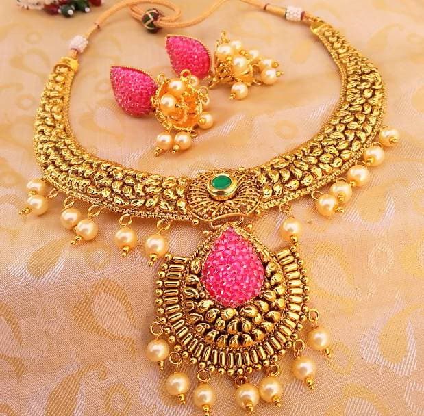 Amazing Antique Necklace Set with Pearl Drops