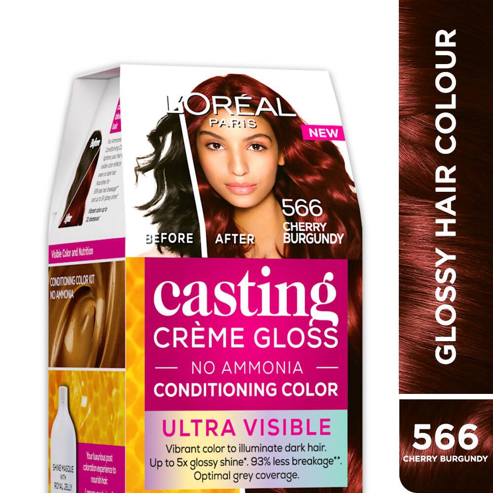 L'Oreal Paris Casting Creme Gloss Ultra Visible Conditioning Hair Color - 566 Cherry Burgundy - Distacart