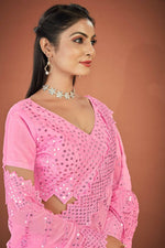 Thumbnail for Vastrasky Pink Georgette Designer Saree - Distacart