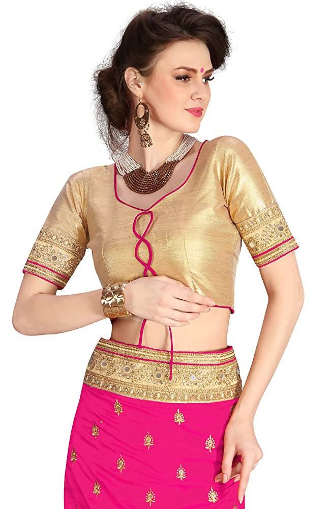 Sarvadarshi Fashion Women's Light Pink Brocade Silk Saree With Unstitched Blouse