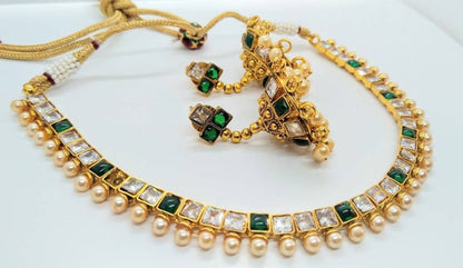 White & Green Necklace Set