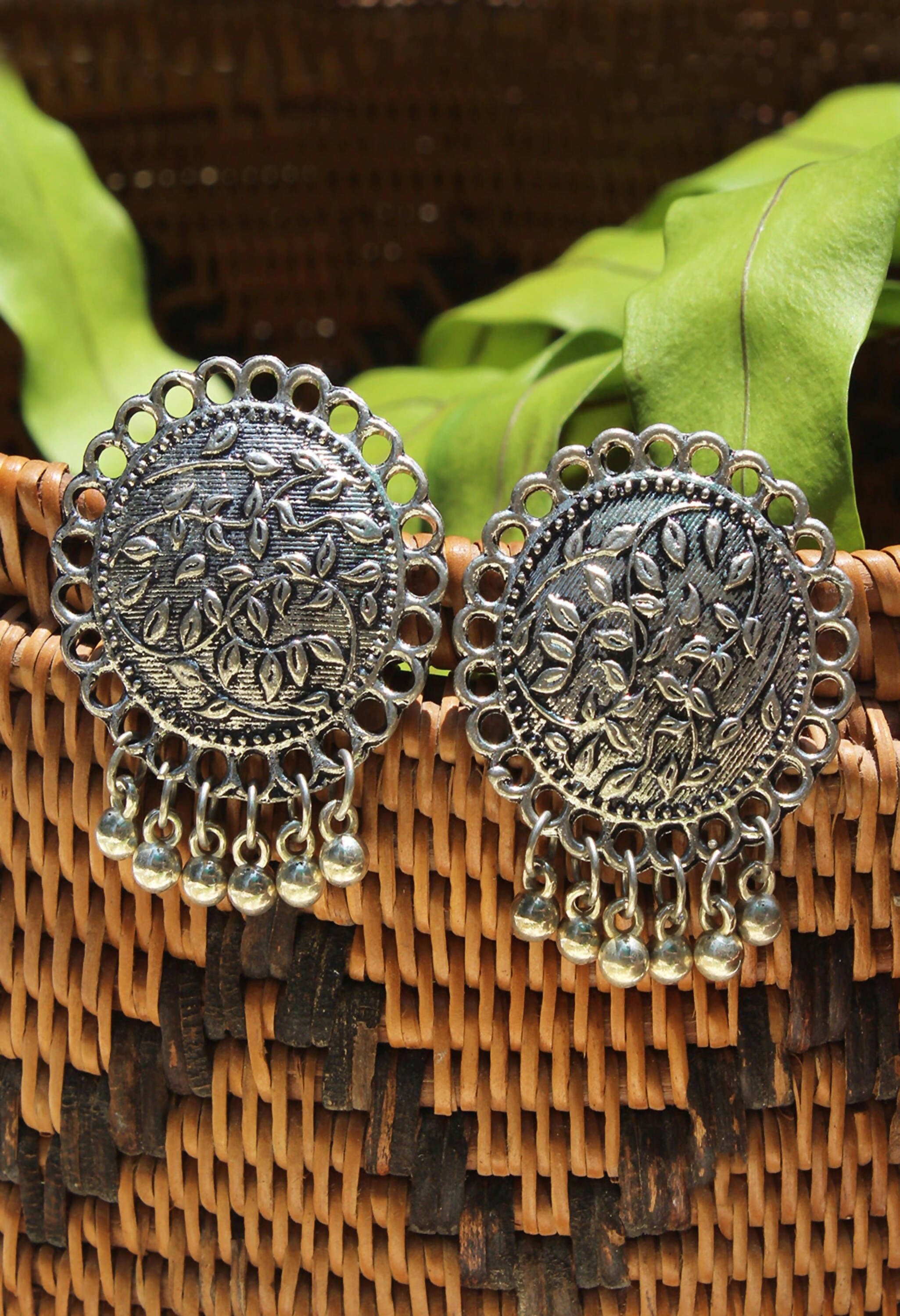 Mominos Fashion Johar Kamal Oxidised Silver Plated Stud Earrings - Distacart