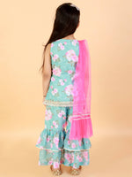 Thumbnail for Lil Drama Girls Kurta With Sharara & Dupatta Set - Blue - Distacart
