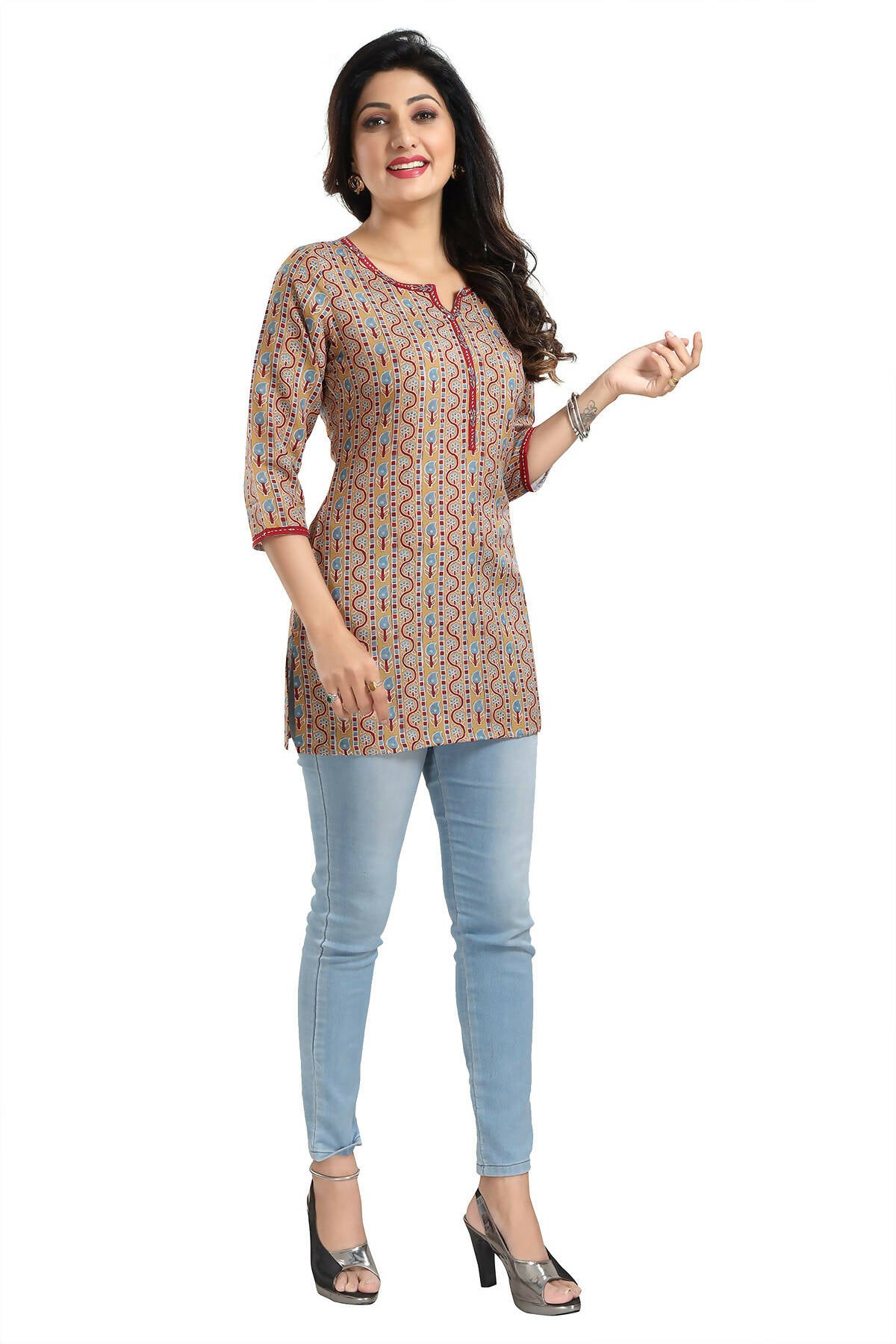 Snehal Creations Magical Mustard Rayon Short Kurti Tunic Top - Distacart