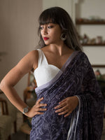 Thumbnail for Suta Purple Floral Pure Cotton Saree - Distacart