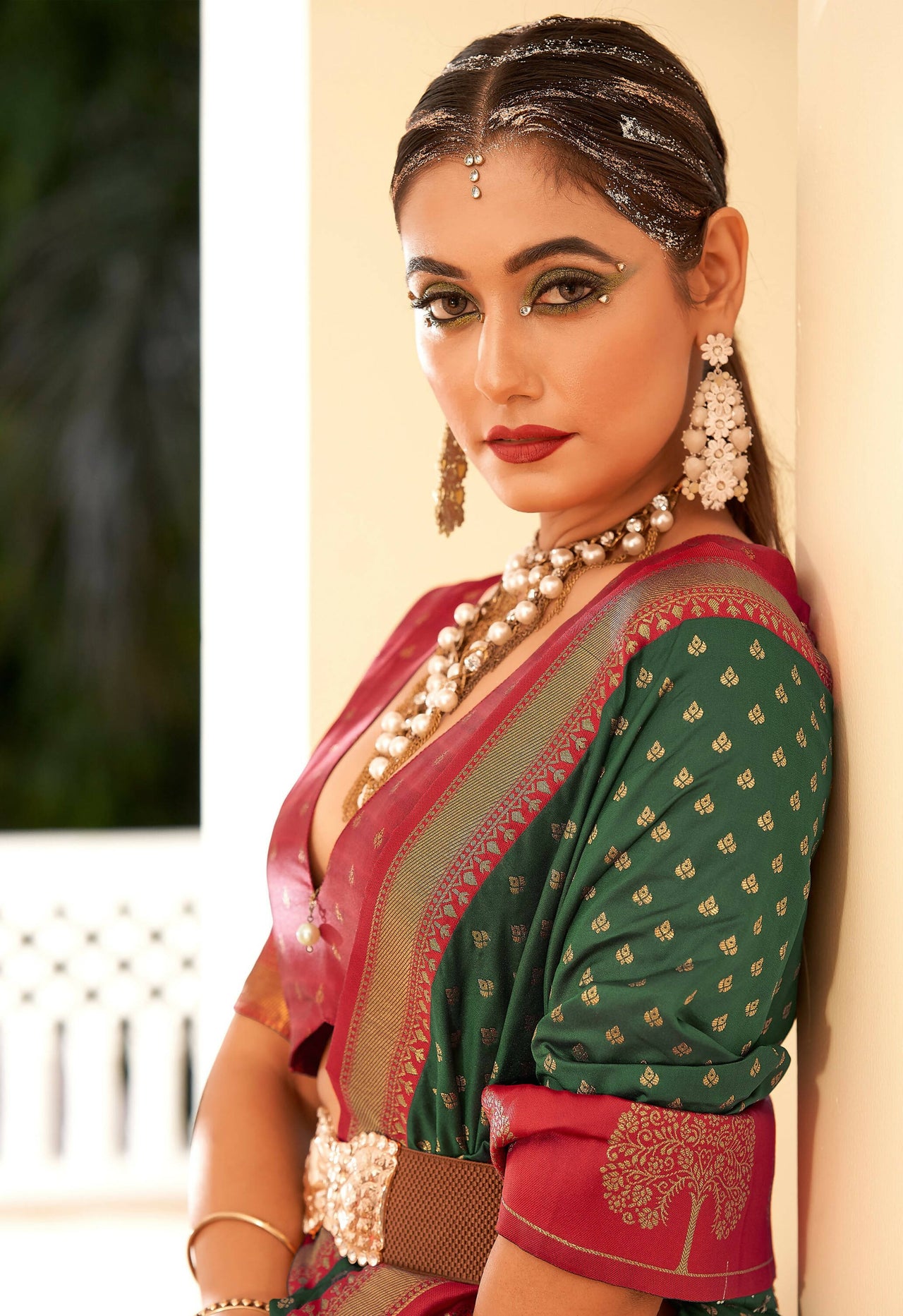 Green Soft Banarasi Paithani Copper Zari Weaving Saree With Unstitched Blouse Piece - Jodha - Distacart