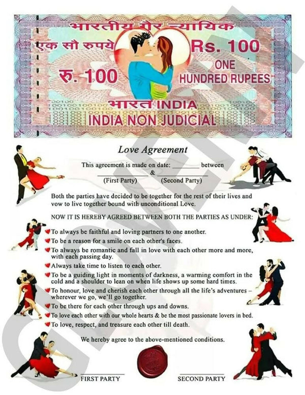 Gloverin Love Agreement Certificate With Permanent Pen Valentine’s Day Gifts - Distacart