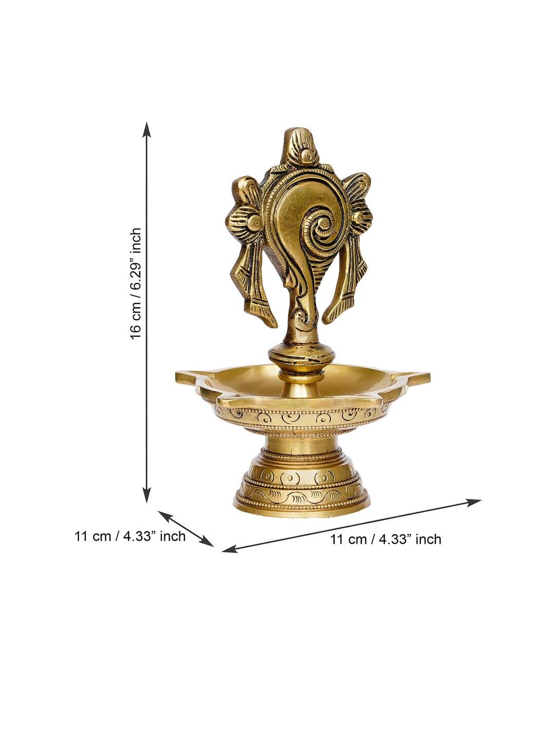 eCraftIndia Gold-Toned Shankha Handcrafted Diya with 5 wicks - Distacart
