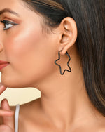 Thumbnail for VOJ Women Rhodium Tonned Star Shape Stainless Steel Hoop Earrings - Distacart