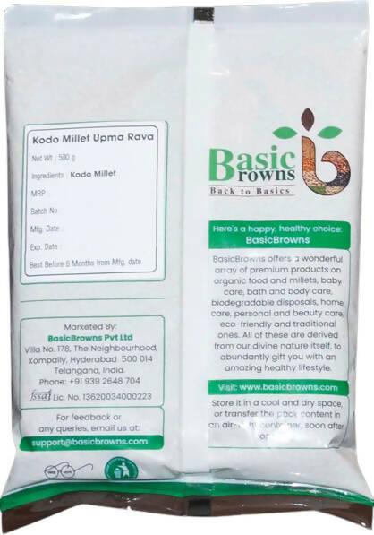 BasicBrowns Kodo Millet Upma Rava - Distacart