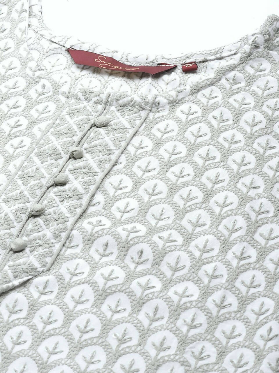 Deeps women's Grey Embroidered Rayon Kurta - Distacart